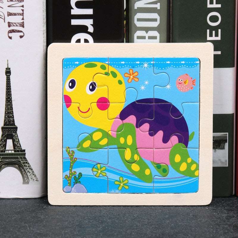 Kids Wooden Puzzle Cartoon Animal Traffic
