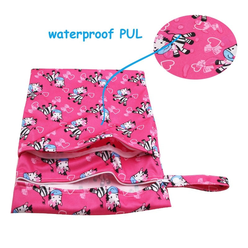wet dry diaper bags pouch with double pockets waterproof