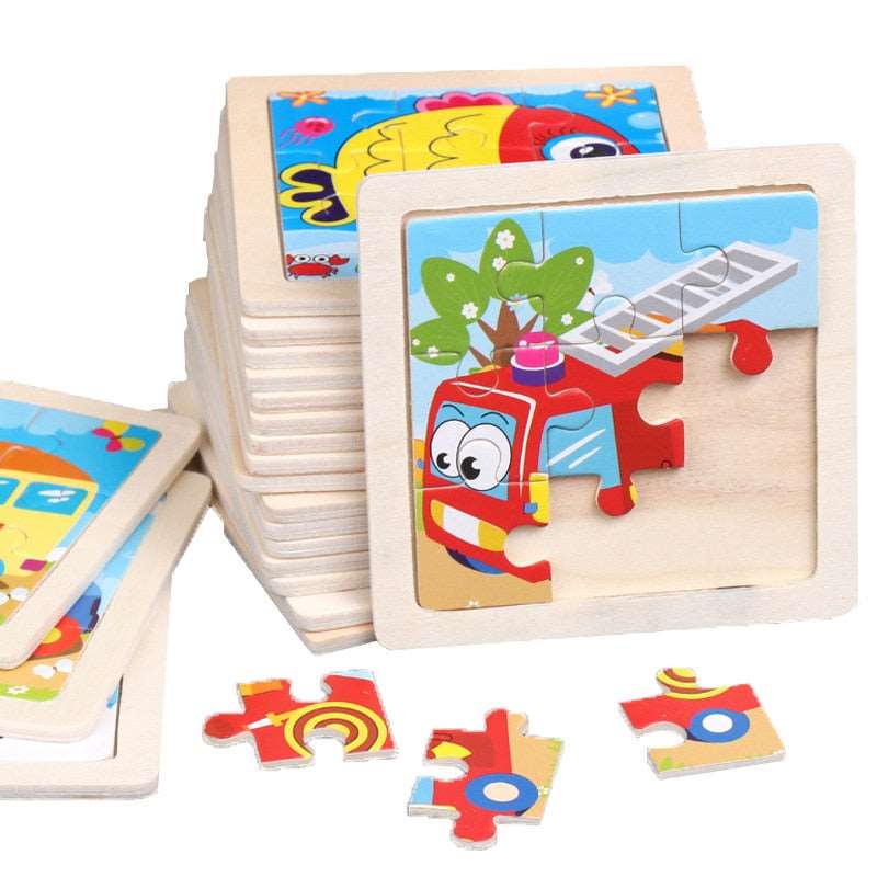 Kids Wooden Puzzle Cartoon Animal Traffic