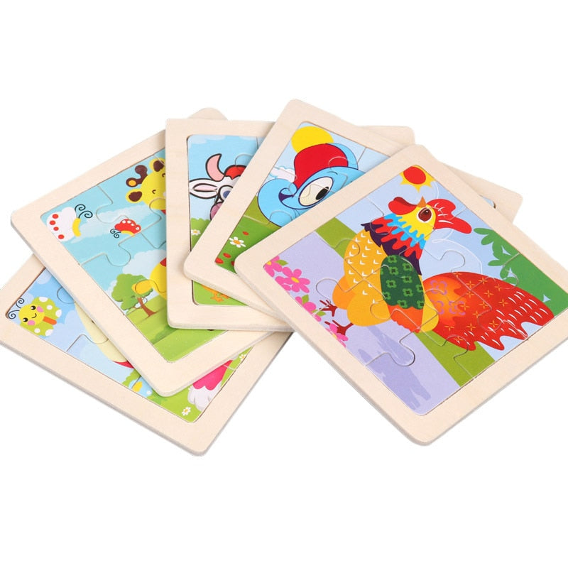 Kids Wooden Puzzle Cartoon Animal Traffic