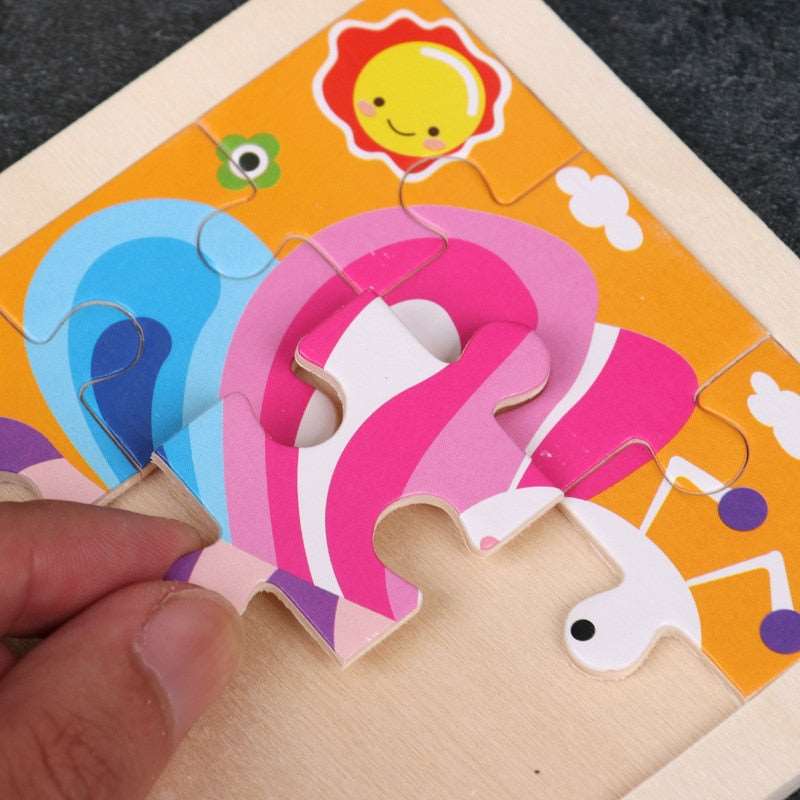 Kids Wooden Puzzle Cartoon Animal Traffic