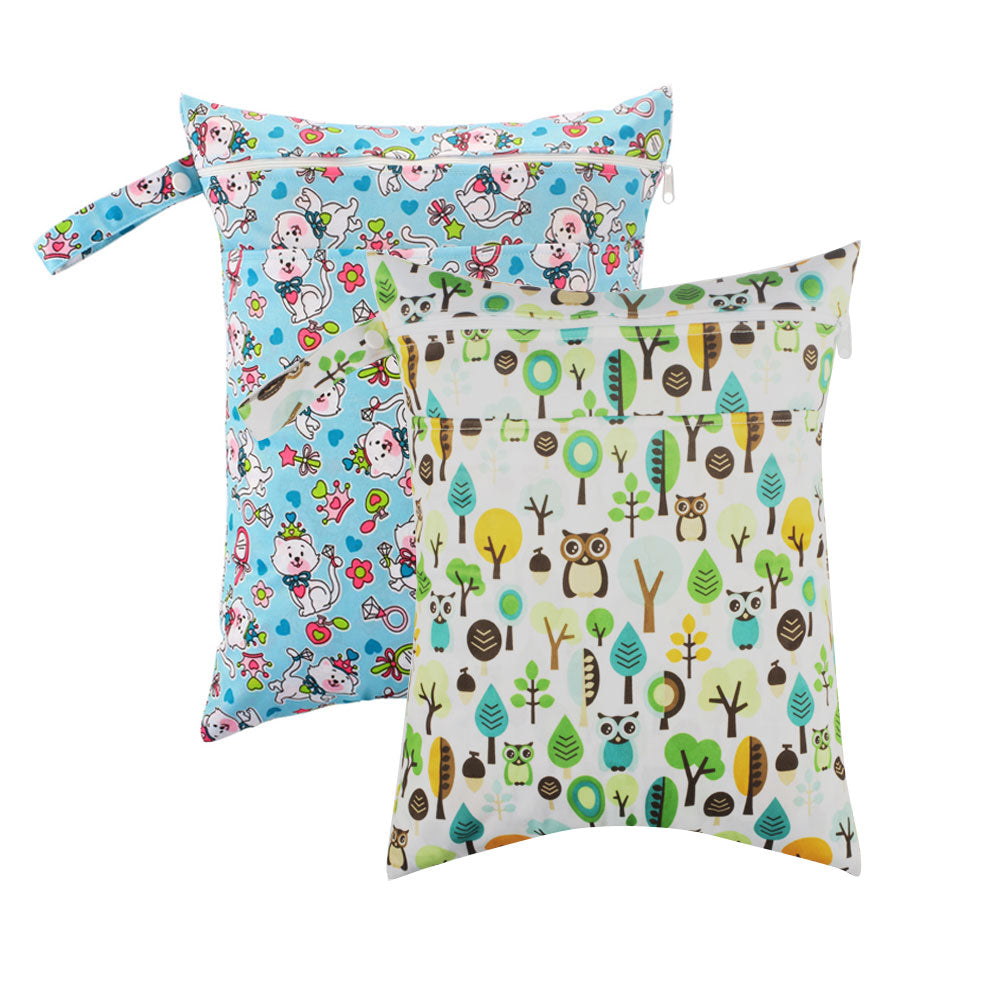 wet dry diaper bags pouch with double pockets waterproof