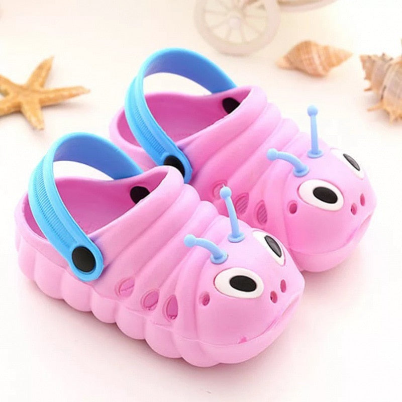 1 ano de idade crianças chinelos verão alta qualidade flip sapatos crianças jardim sapatos bonito dos desenhos animados caterpillar praia sandálias bebês