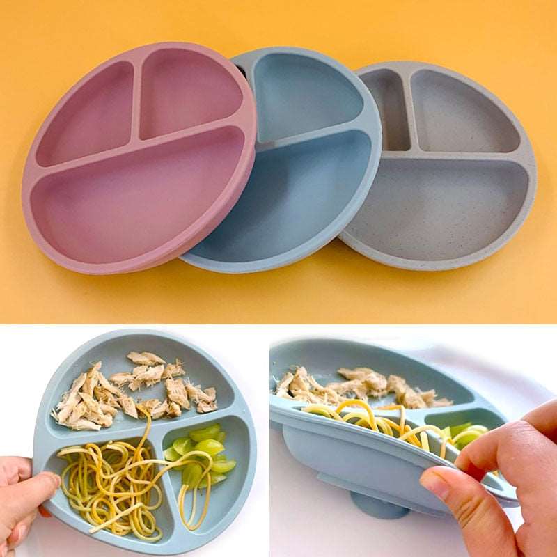 Baby Safe Sucker Silicone Dining Plate Solid