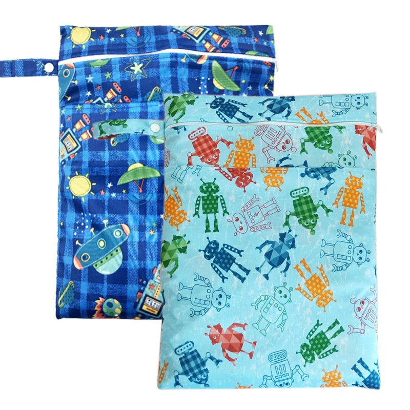 wet dry diaper bags pouch with double pockets waterproof
