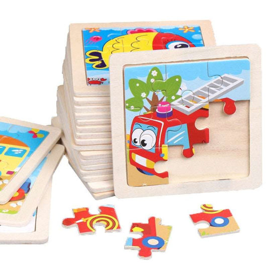 Kids Wooden Puzzle Cartoon Animal Traffic