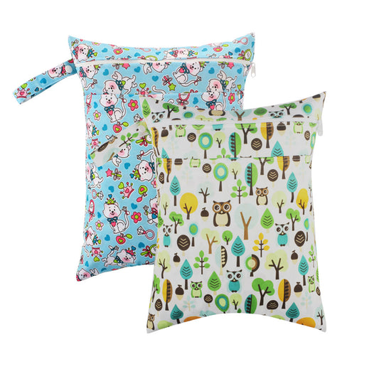wet dry diaper bags pouch with double pockets waterproof