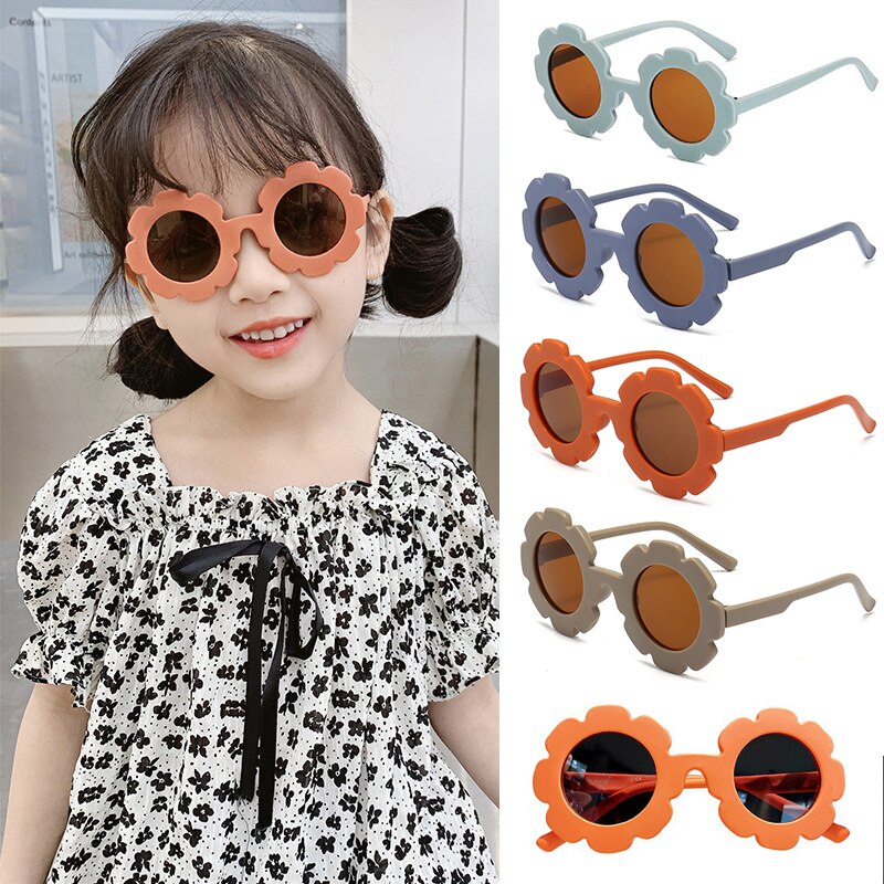 Sun Flower Round Cute Kids Sunglasses
